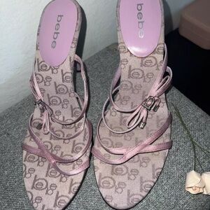 Bebe Strappy Pink Logo Sandals